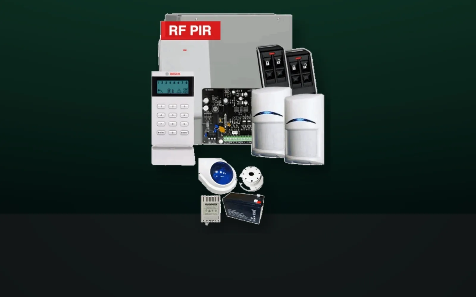 Bosch Solution 3000 semi-wireless alarm package components