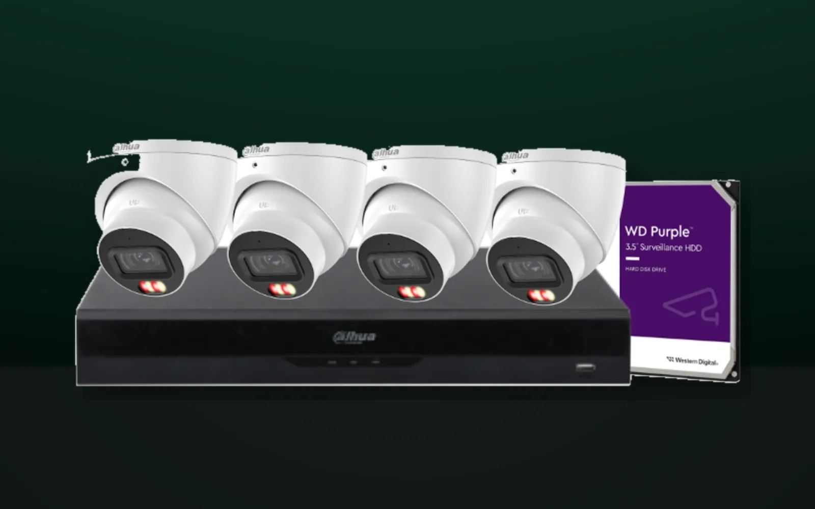 Dahua 6MP four-camera CCTV package with recorder and surveillance storage