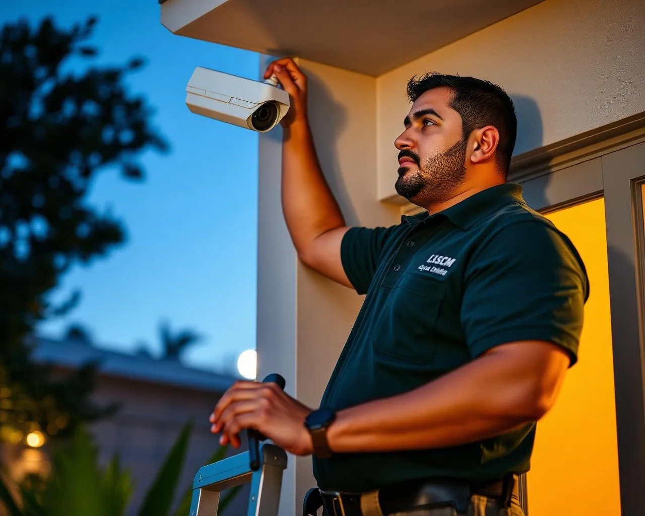Active Security technician installing a CCTV camera