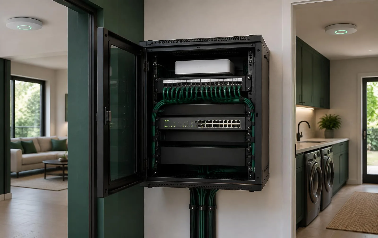 Structured home network with gateway, PoE switch and WiFi access points